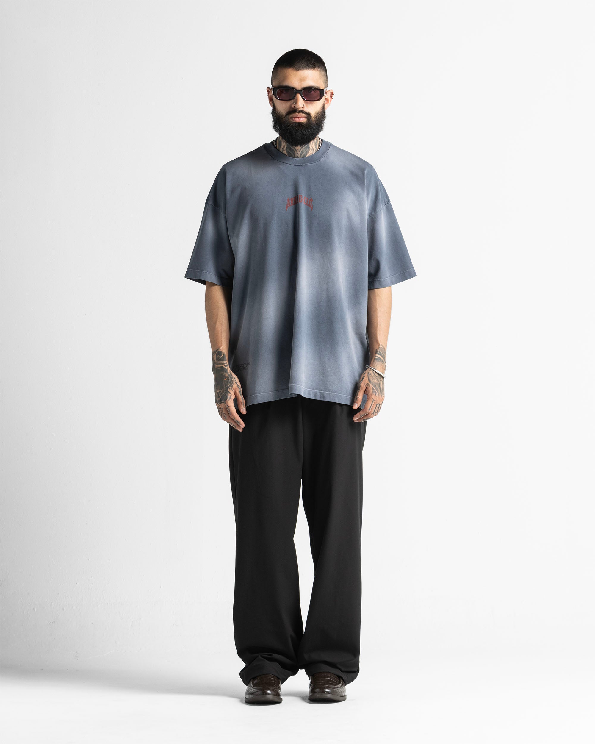 Washed Tshirt Blue Print Red