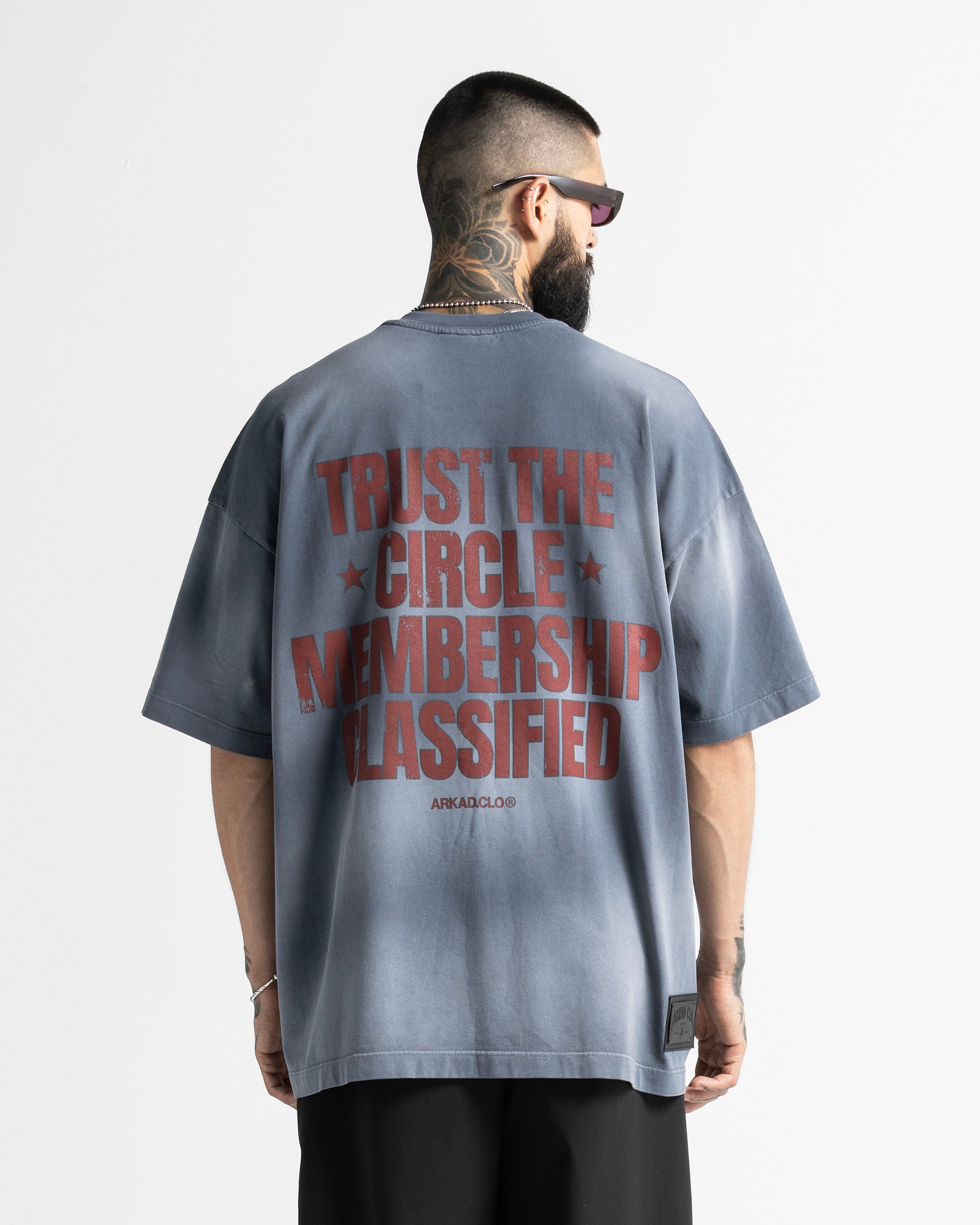 Washed Tshirt Blue Print Red