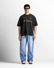 Washed Tshirt Oversize Negra Trophy