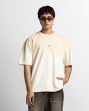 Washed Tshirt Oversize Caqui Logo Azul