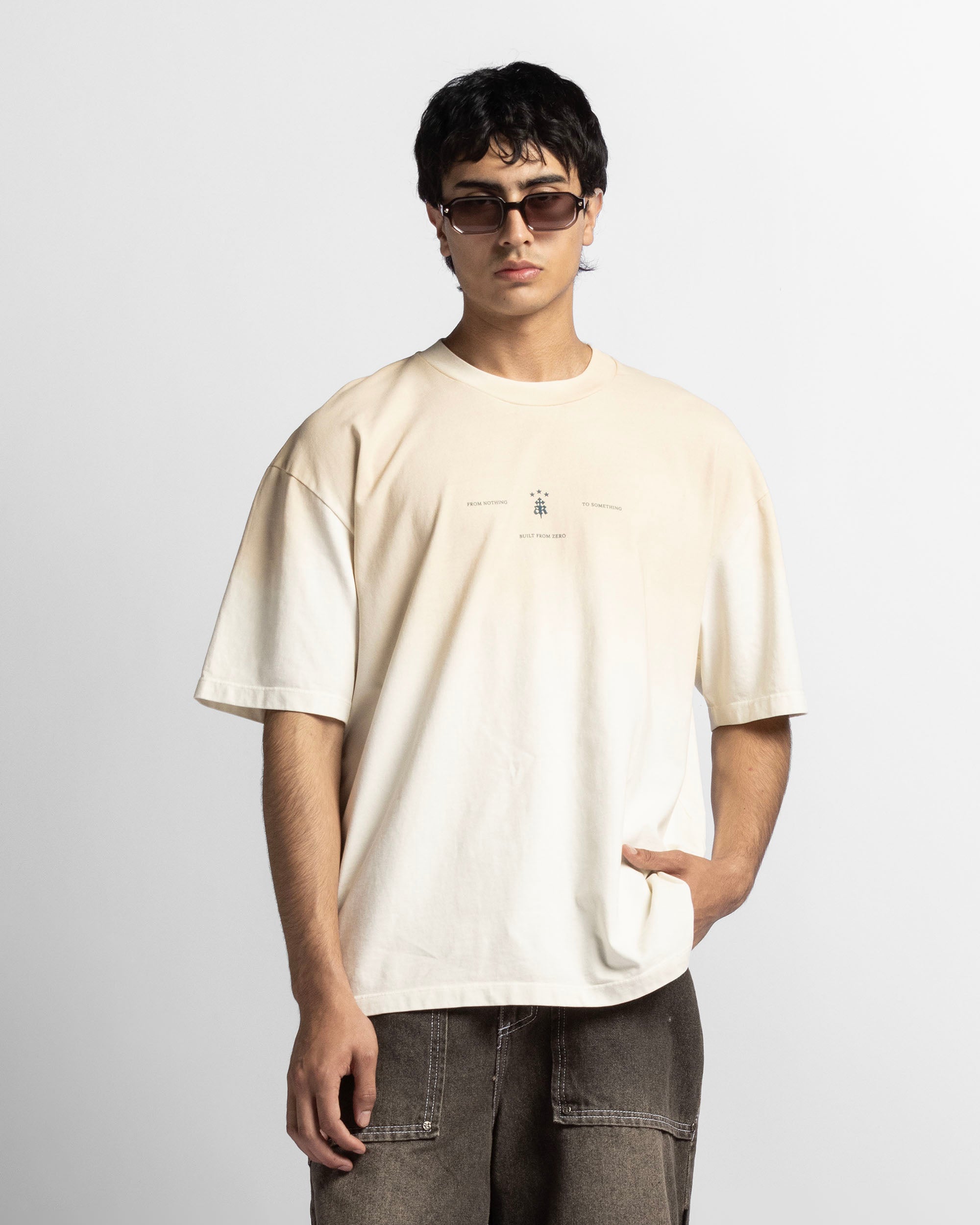 Washed Tshirt Oversize Caqui Logo Azul