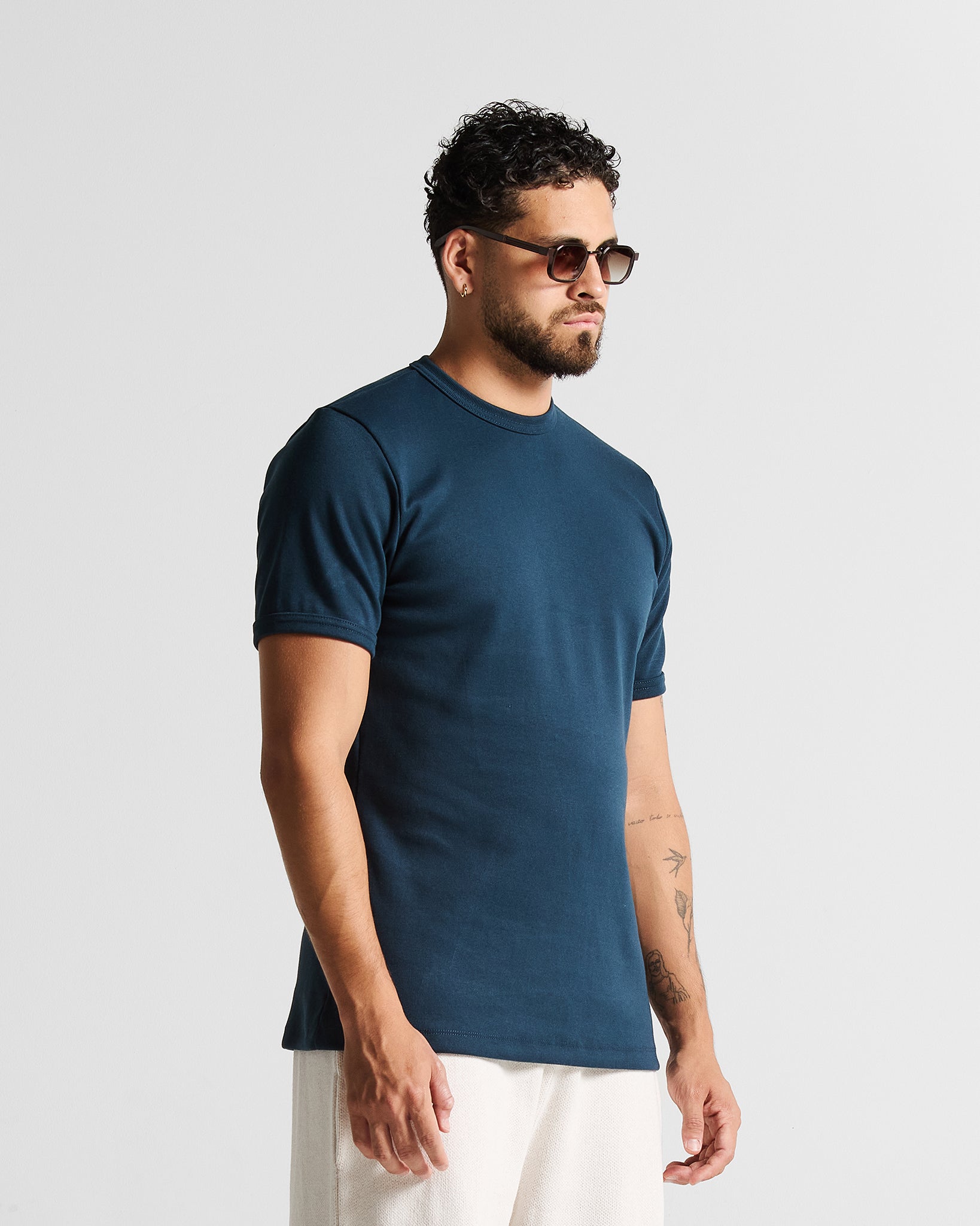 Slim Rib Tee - Azul