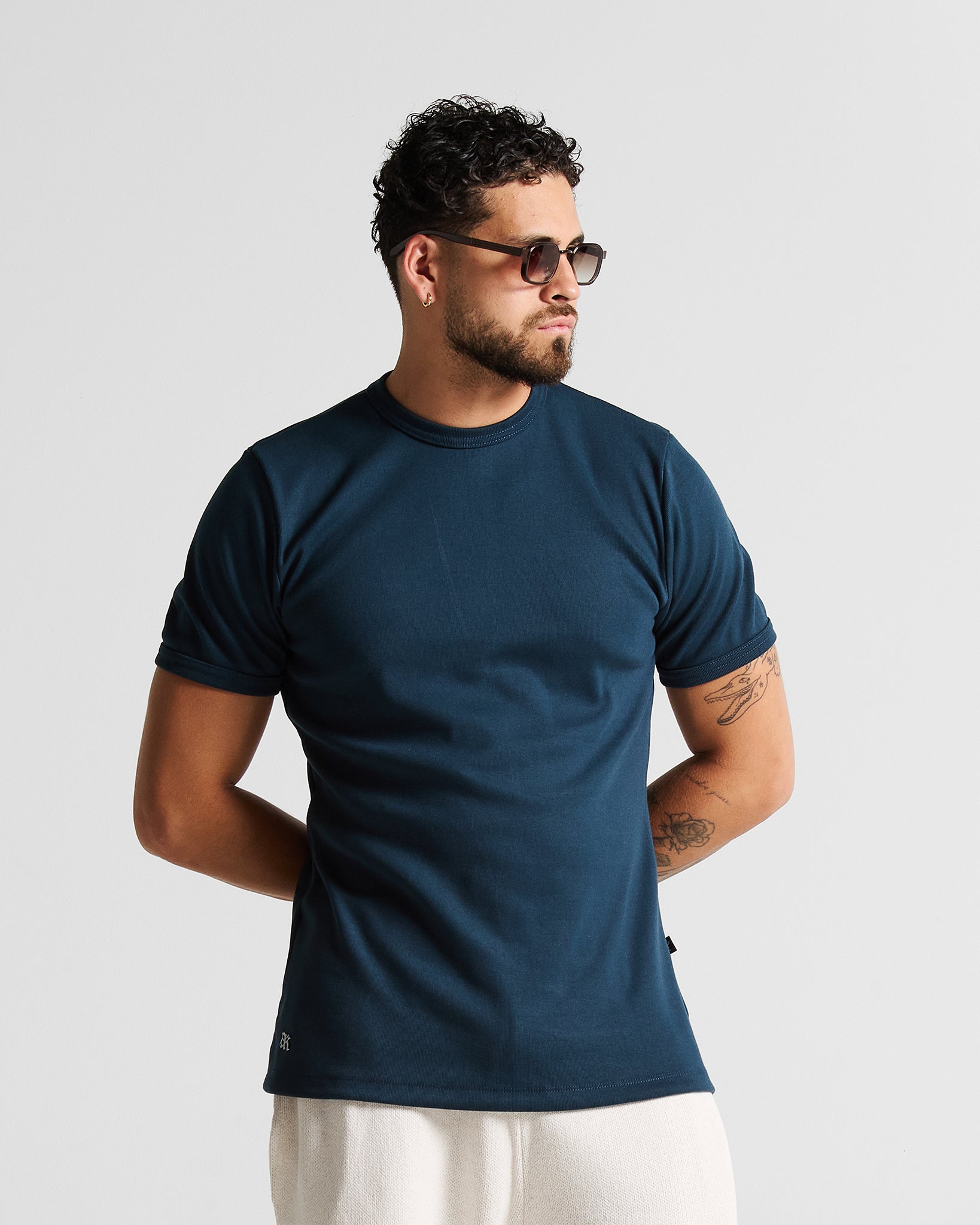 Slim Rib Tee - Azul