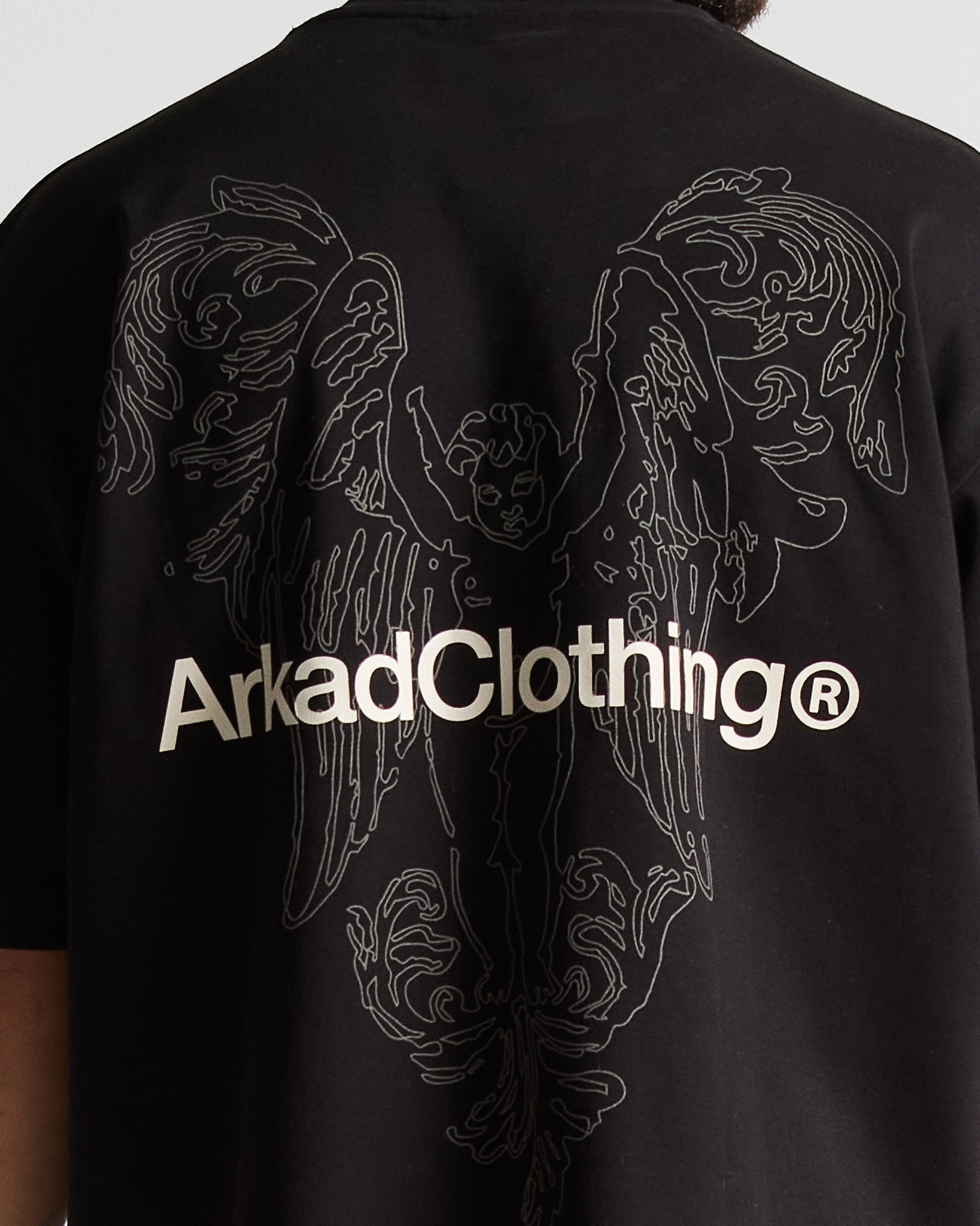 Tshirt Oversize Negra Angel Gris