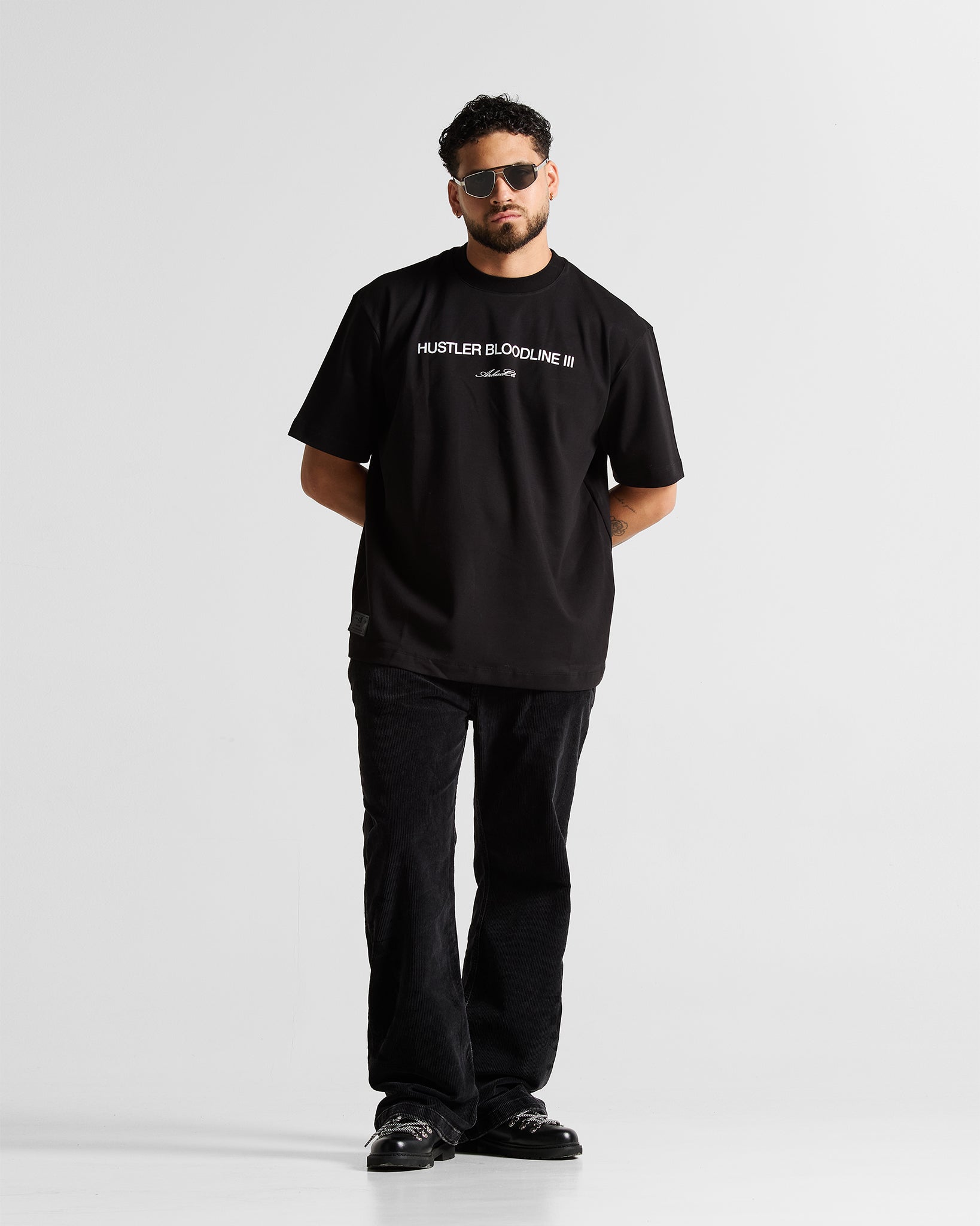 Tshirt Regular Fit Negra Logo Blanco