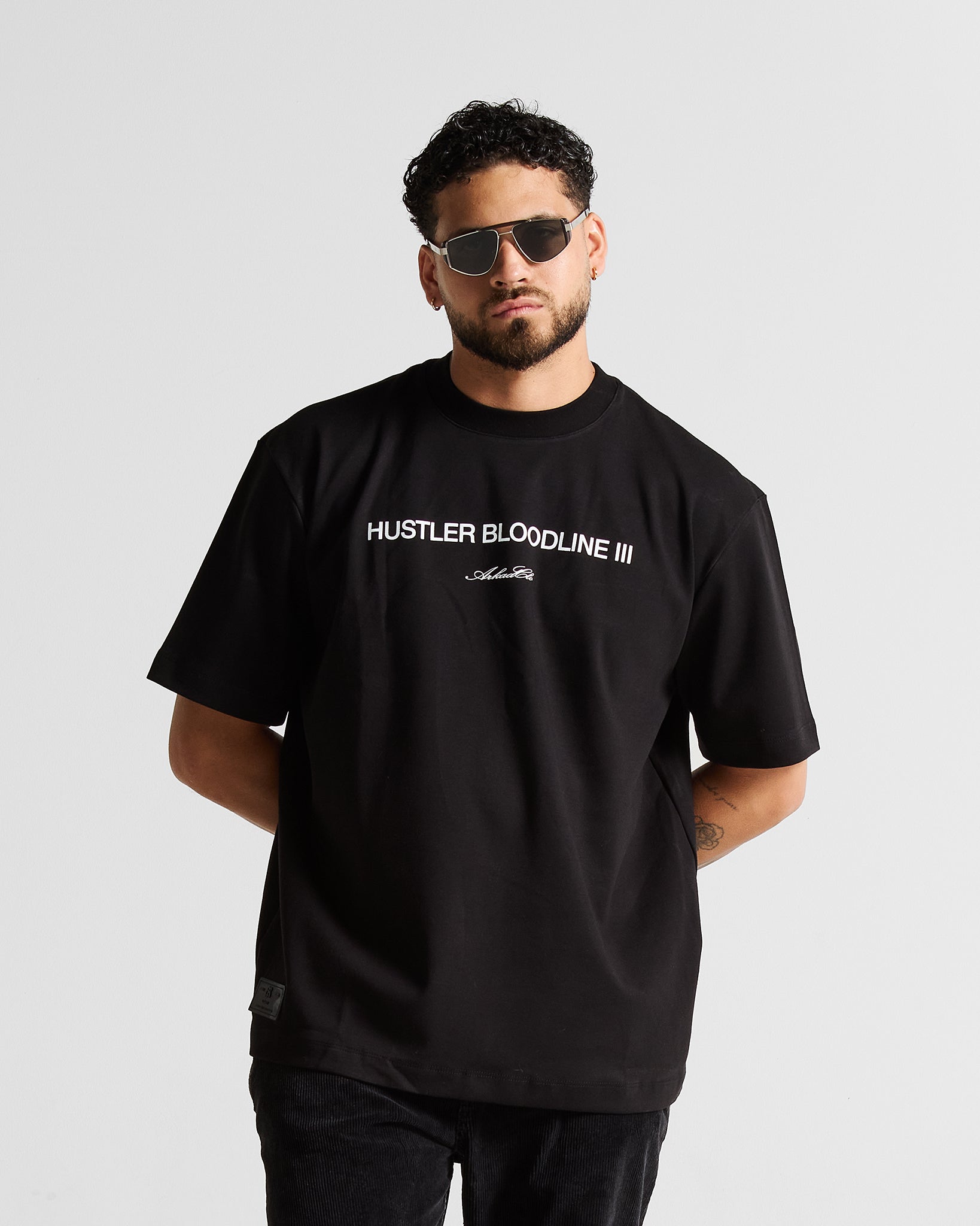 Tshirt Regular Fit Negra Logo Blanco