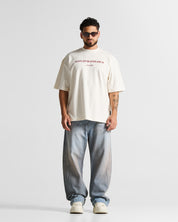 Tshirt Oversize Cream Hustler Rojo