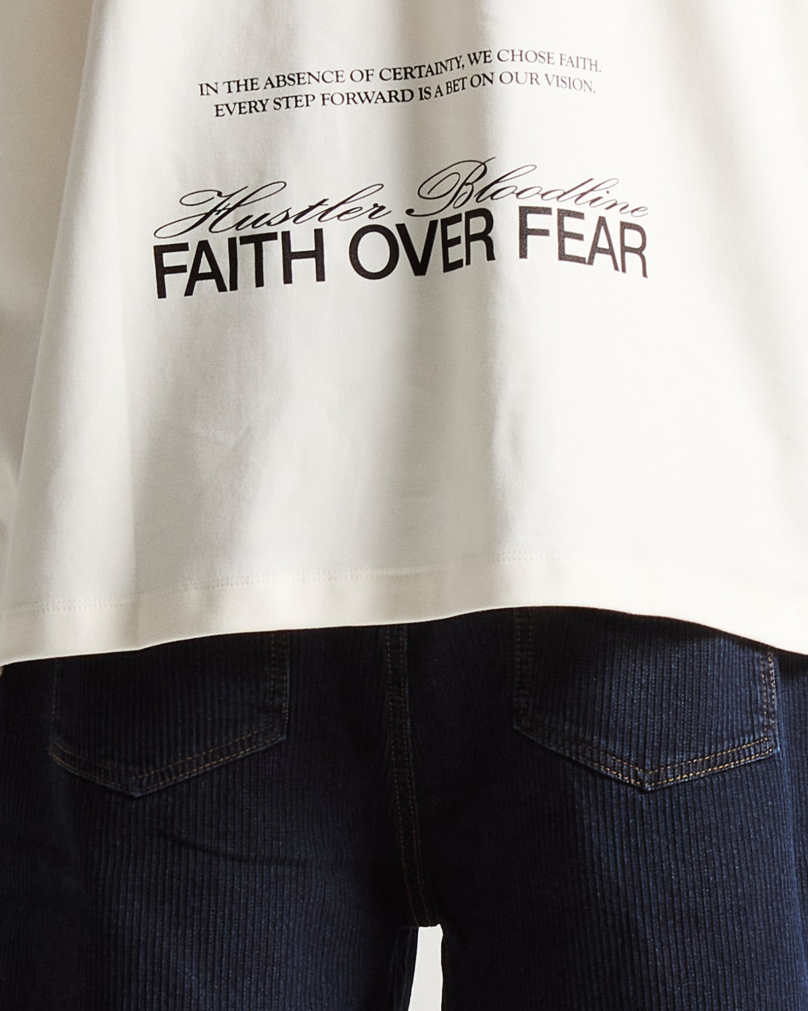 Tshirt Oversize Cream Faith Over Fear