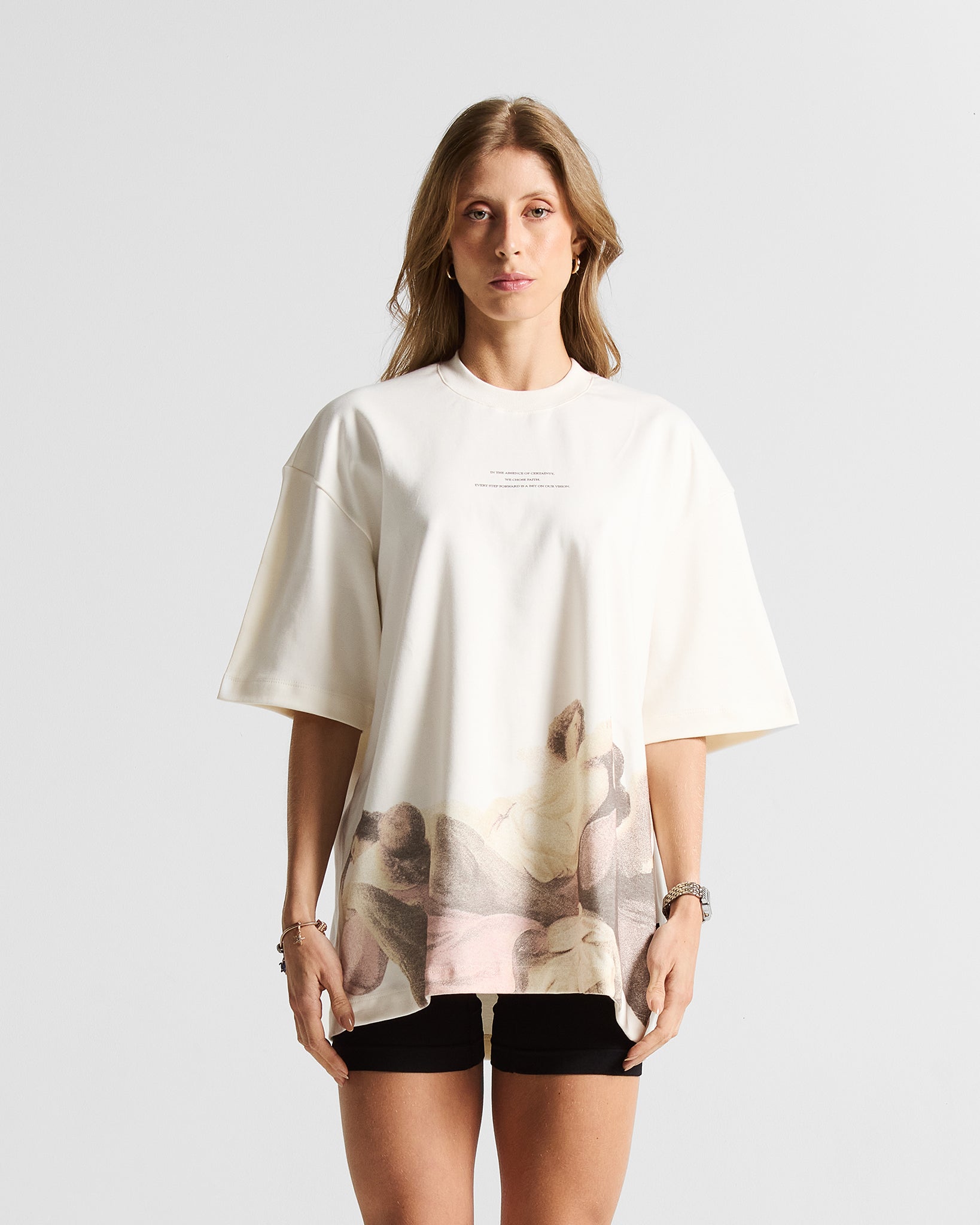 Tshirt Oversize Cream Angels - Unisex