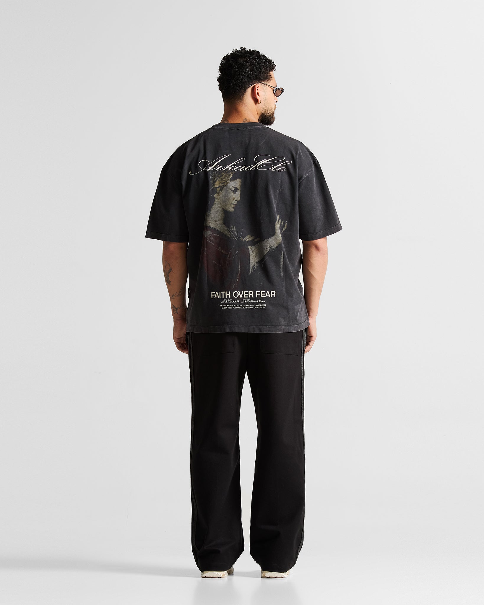 Pintuck Pant Negro con Gris