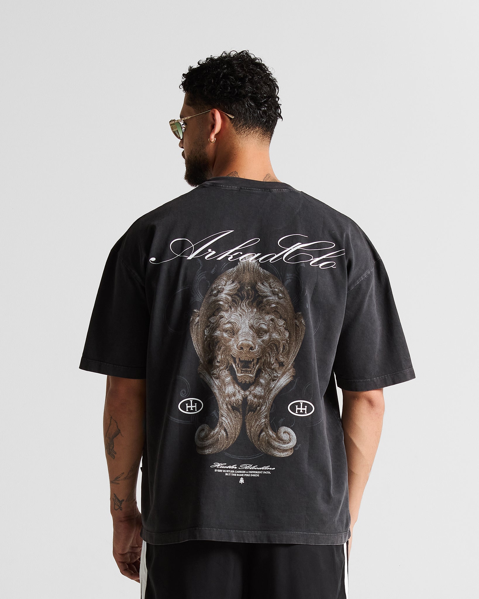 Wshed Black Tshirt Lion