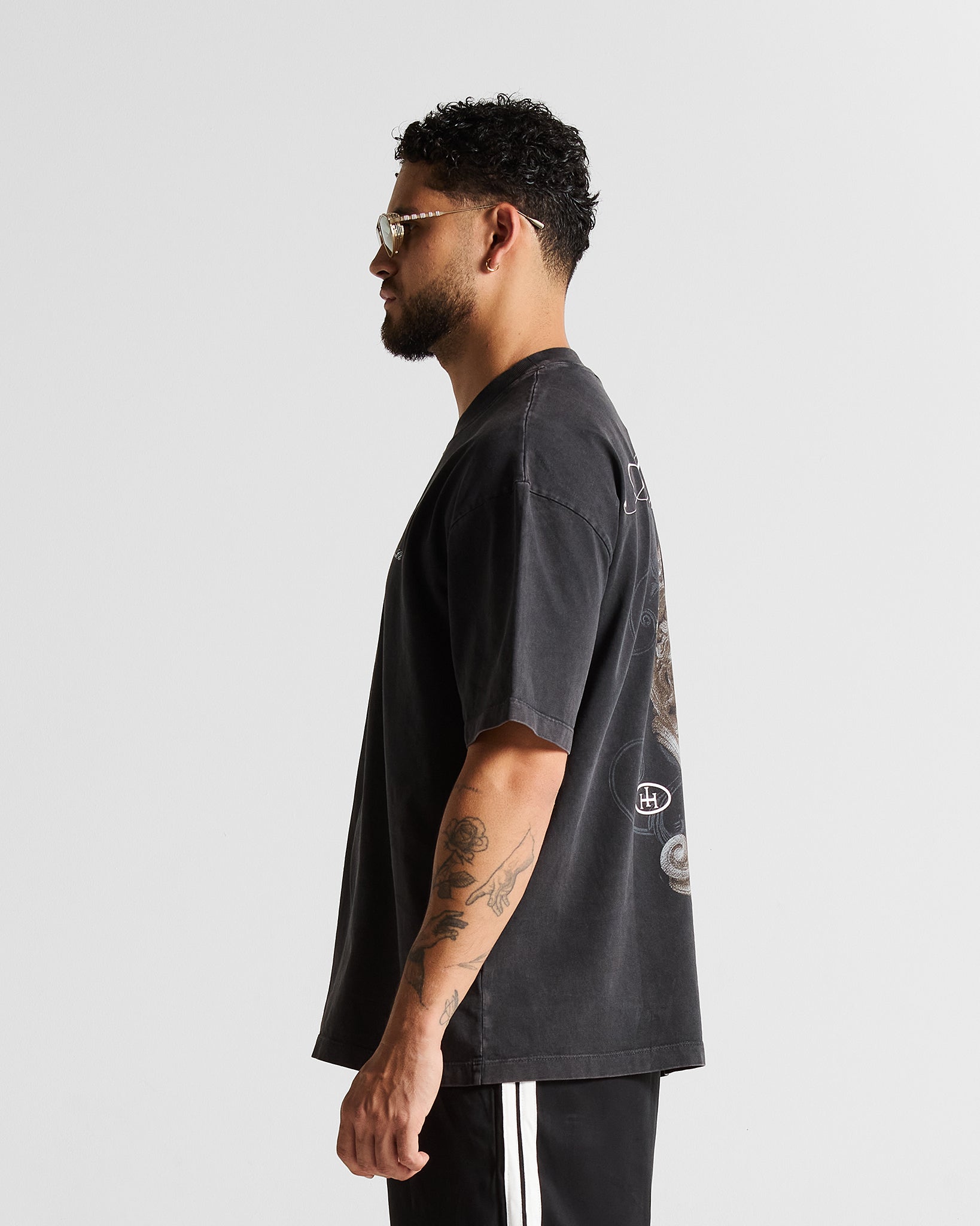 Wshed Black Tshirt Lion