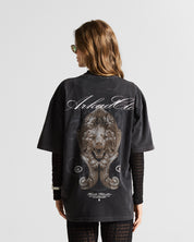Wshed Black Tshirt Lion - Unisex