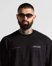 Tshirt Oversize Negra Ornamentos Hustler