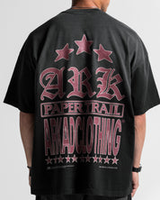 Washed Tshirt Oversize Negra ARK Paper Trail.
