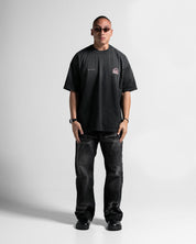 Washed Tshirt Oversize Negra ARK Paper Trail.