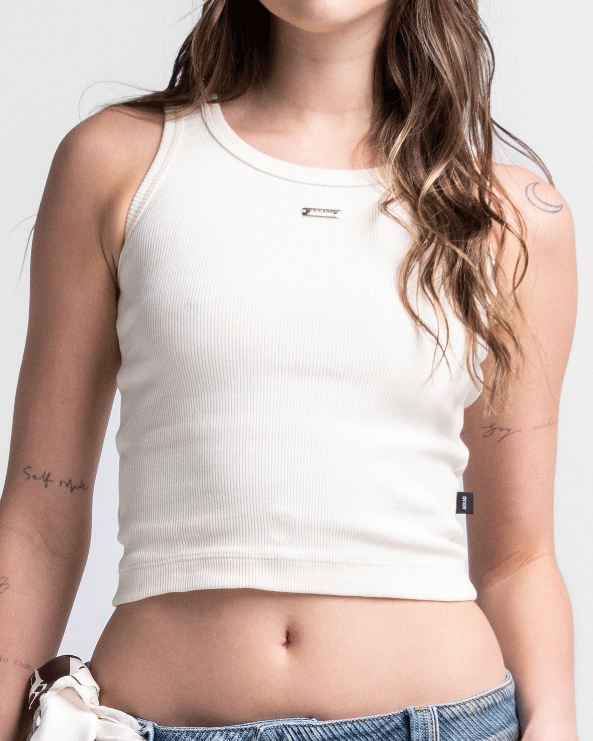 Tank Shirt Rib Beige Mujer