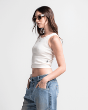 Tank Shirt Rib Beige Mujer