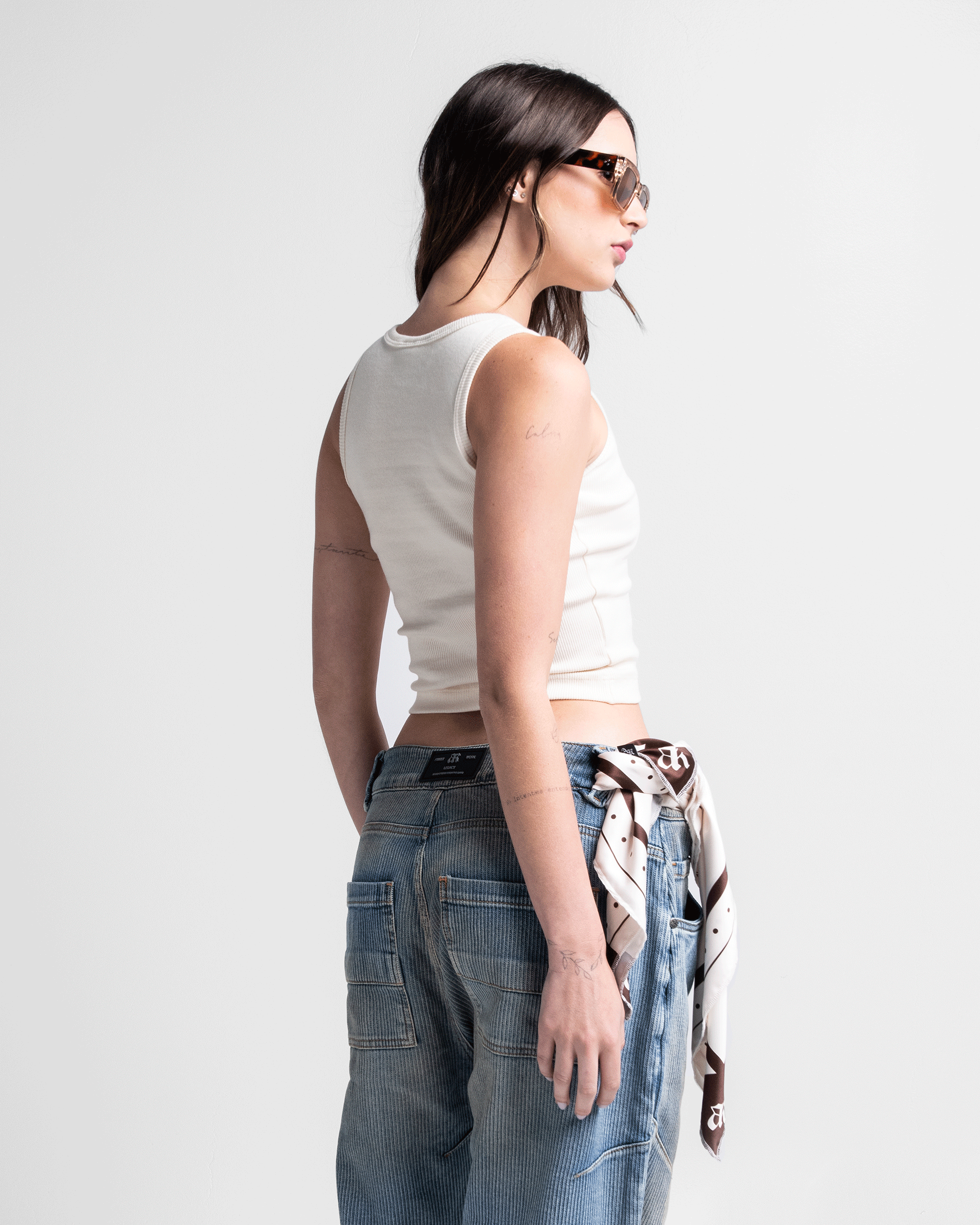 Tank Shirt Rib Beige Mujer