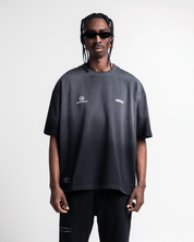 Washed Tshirt Oversize Negra Estampada