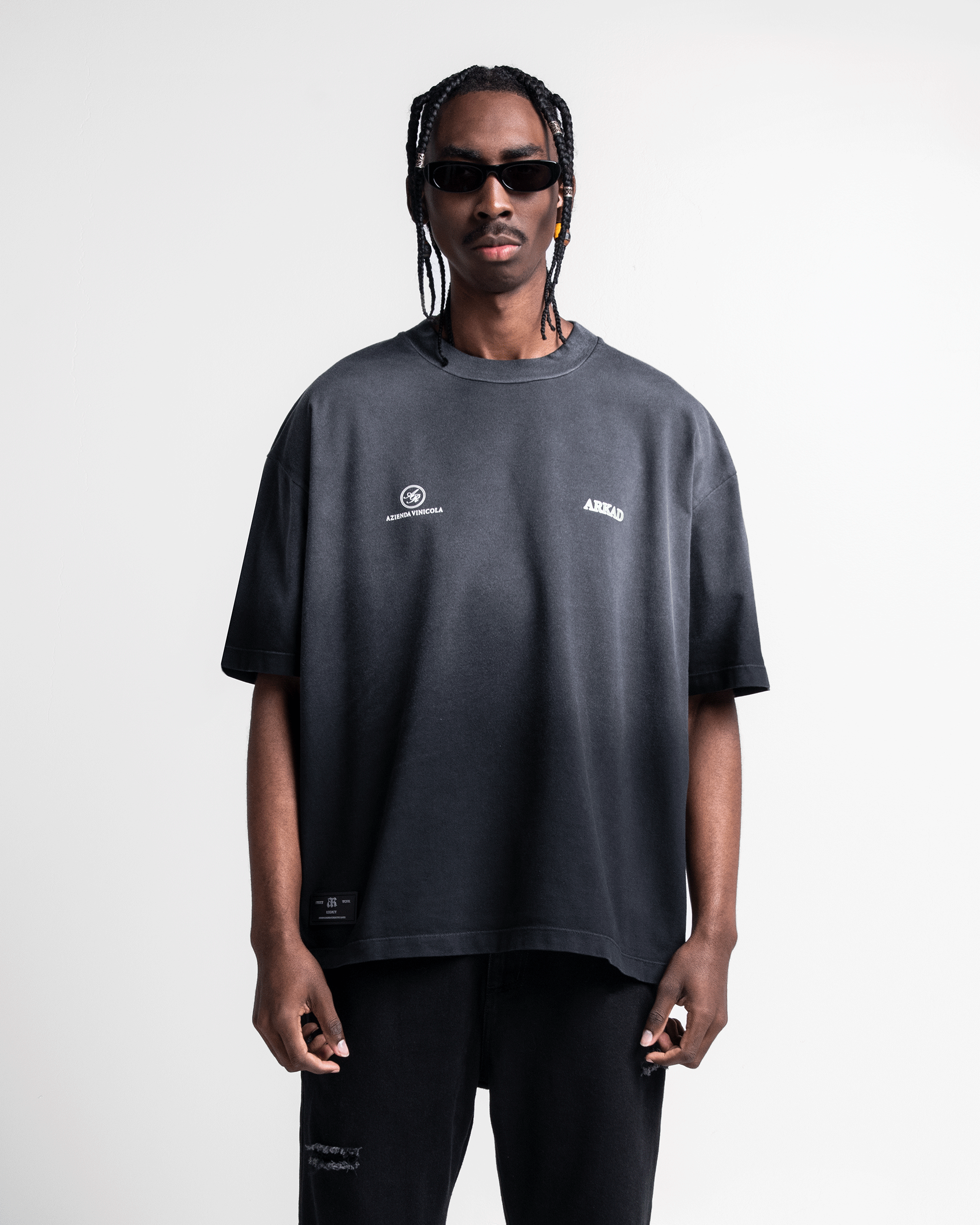 Washed Tshirt Oversize Negra Estampada