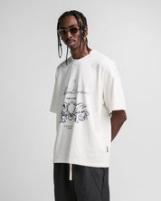 Tshirt Oversize Crema Arkad Legione Estampado Azul