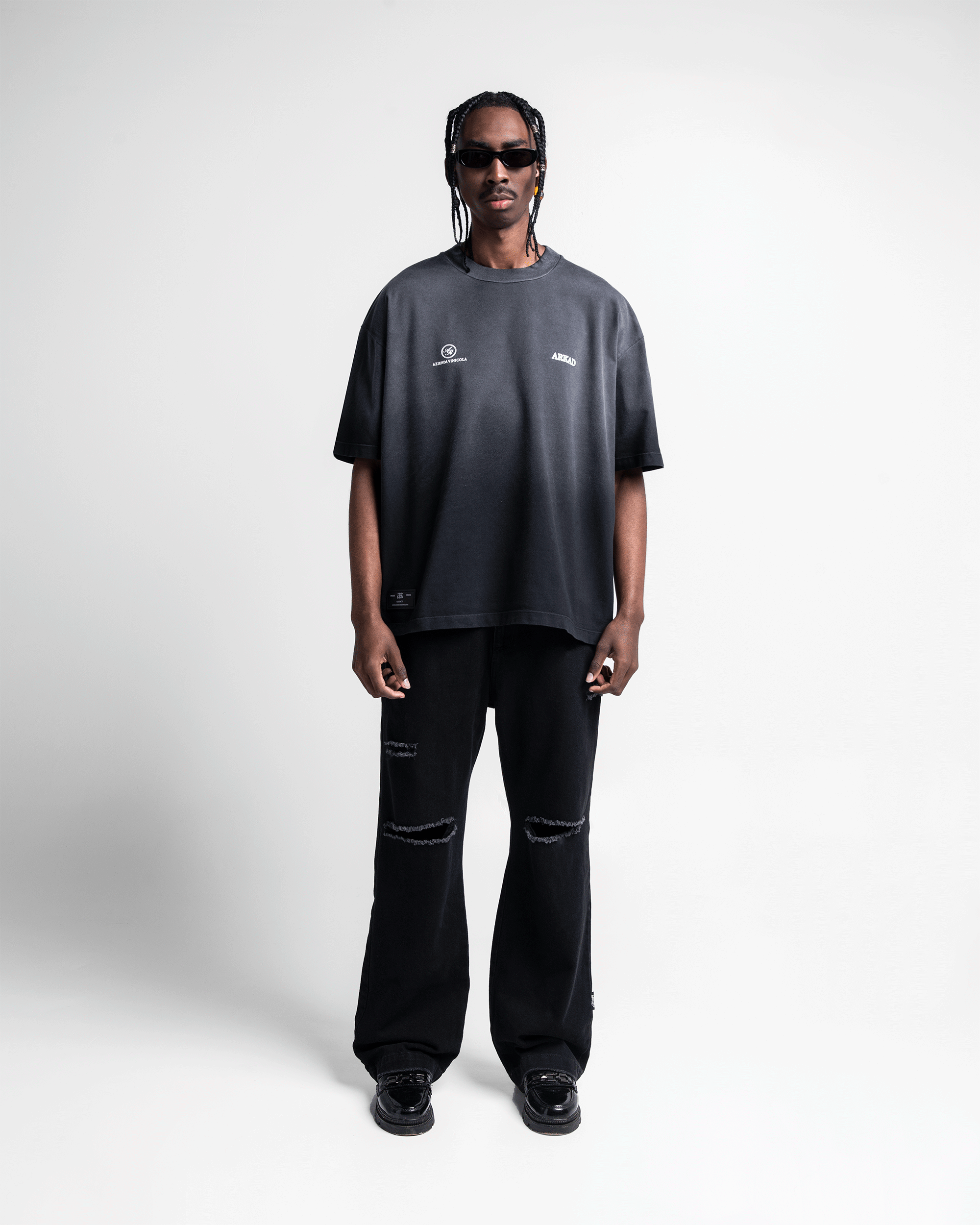 Washed Tshirt Oversize Negra Estampada