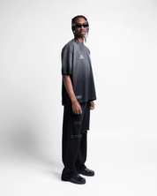 Washed Tshirt Oversize Negra Estampada