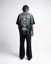 Washed Tshirt Oversize Negra Estampada