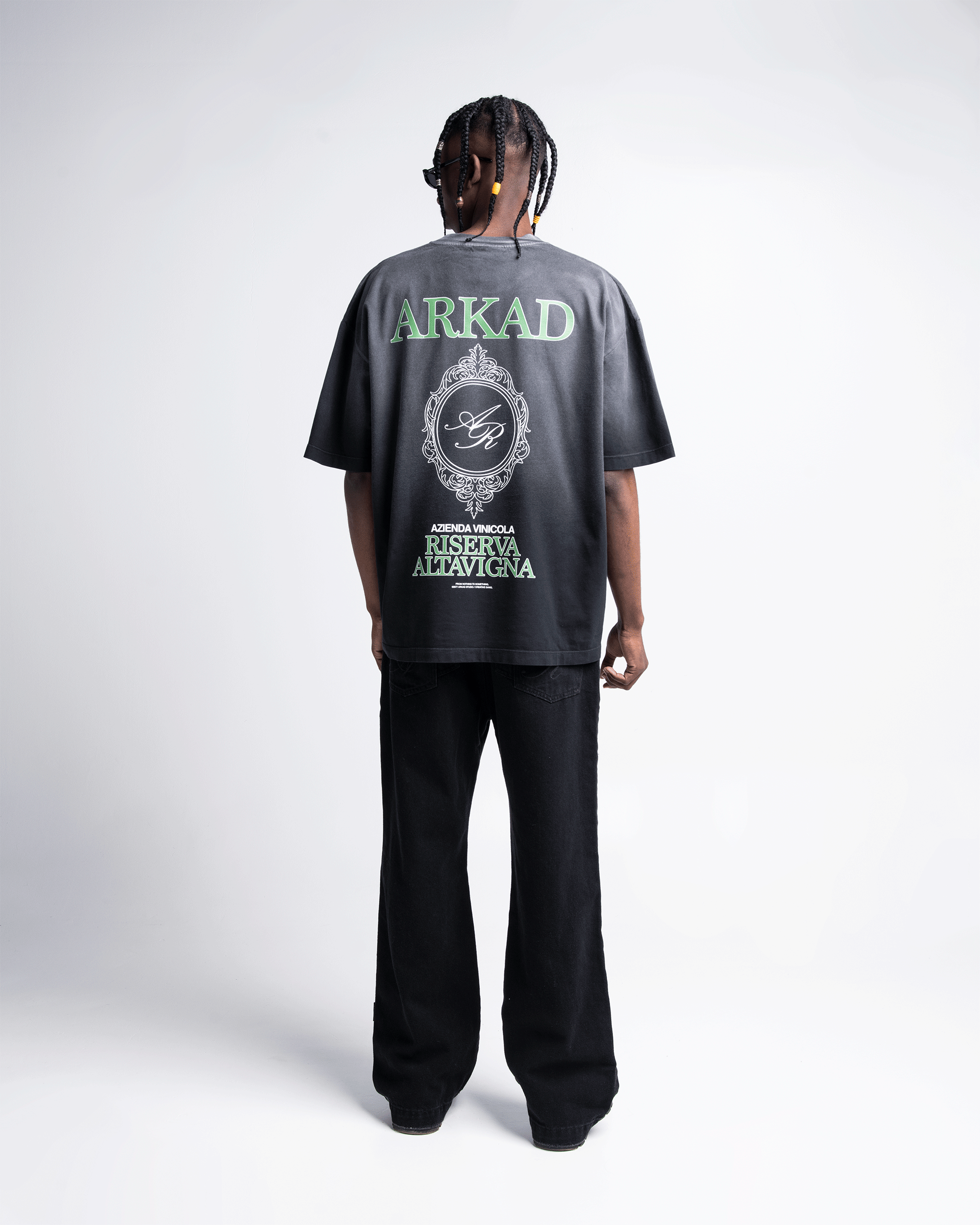 Washed Tshirt Oversize Negra Estampada