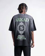 Washed Tshirt Oversize Negra Estampada