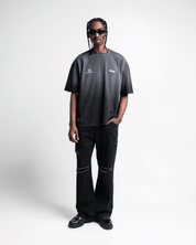 Washed Tshirt Oversize Negra Estampada