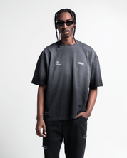 Washed Tshirt Oversize Negra Estampada