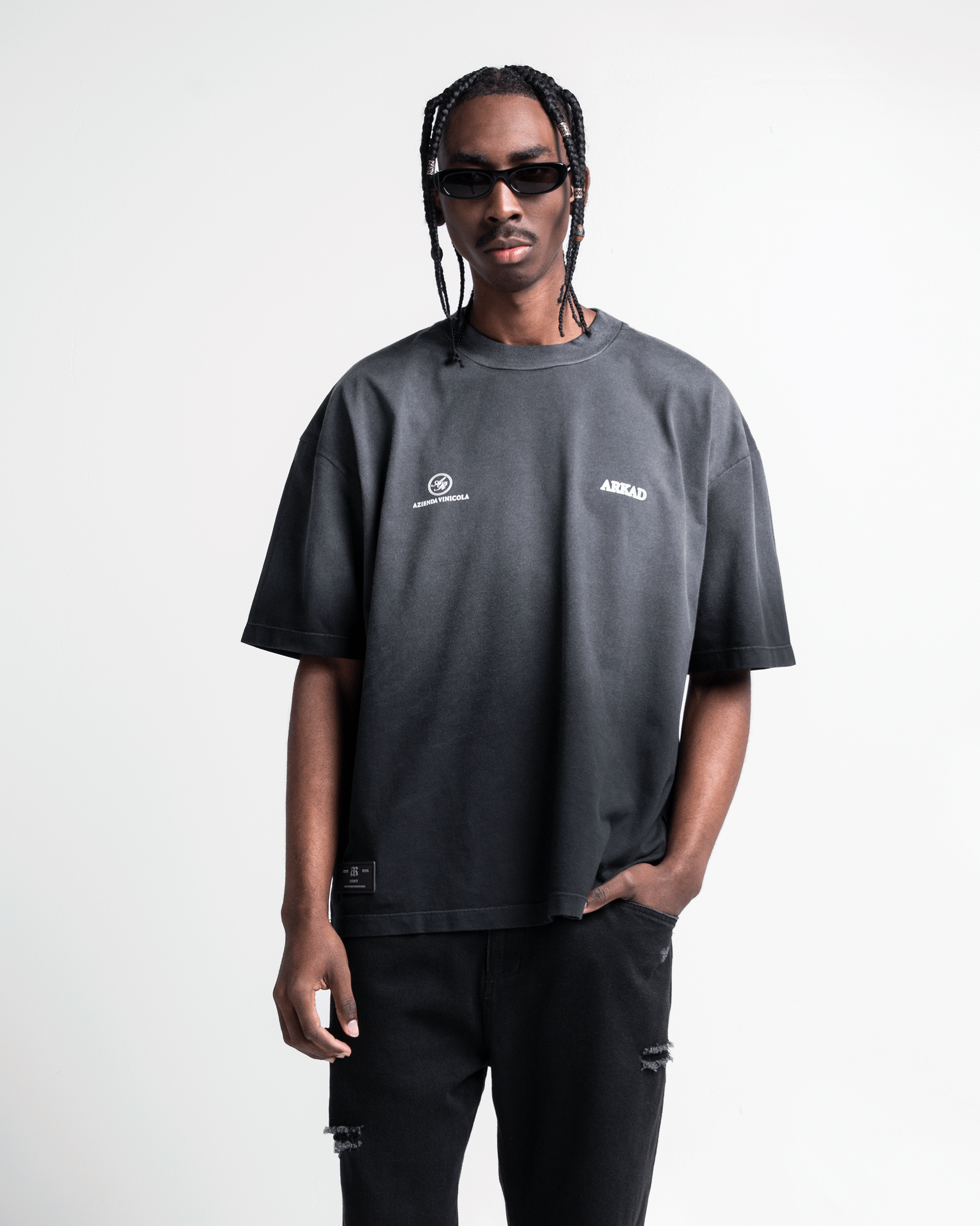 Washed Tshirt Oversize Negra Estampada