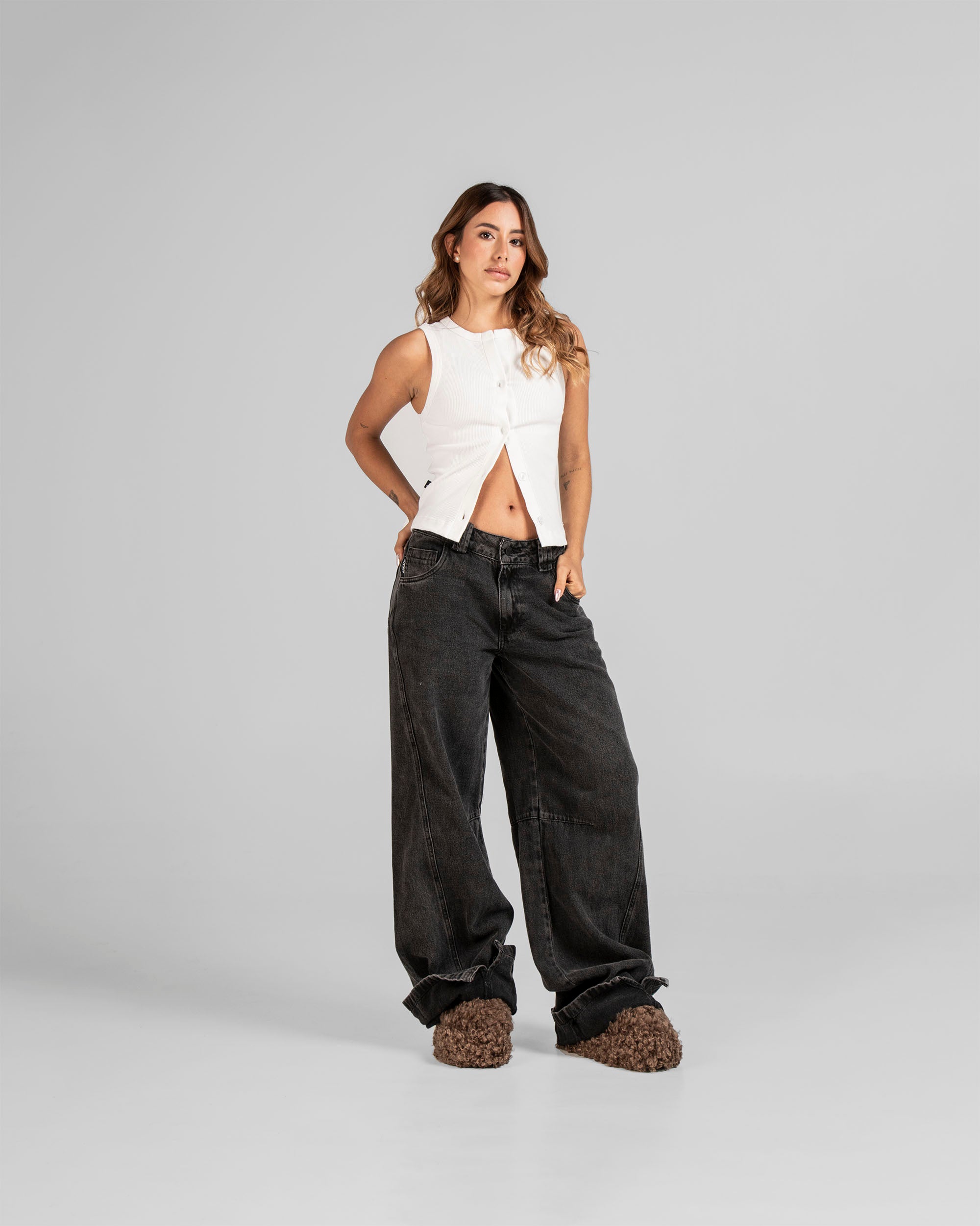 Tank Shirt Botones Blanca