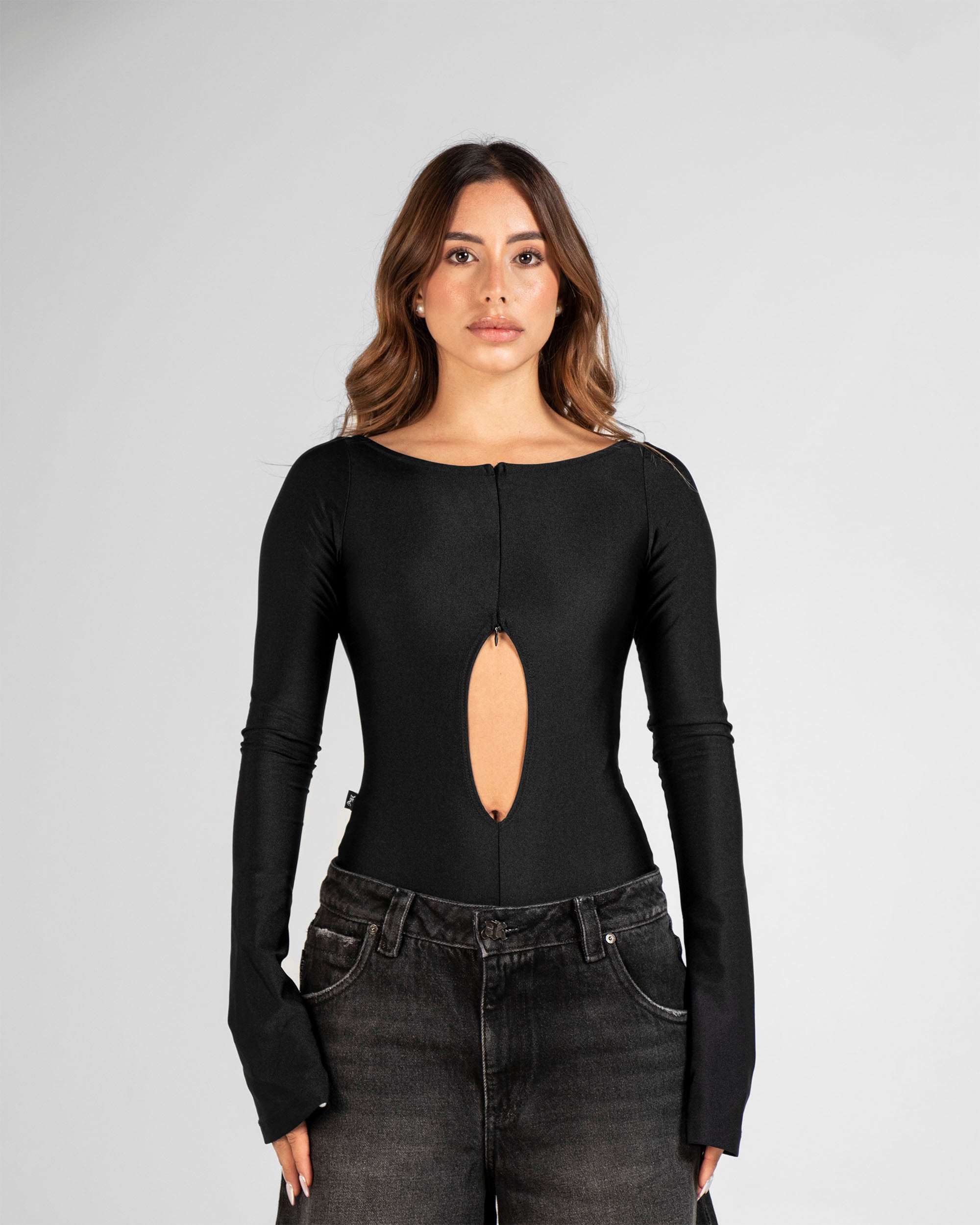 Bodysuit Hustler Negro Abertura