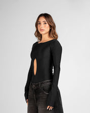 Bodysuit Hustler Negro Abertura