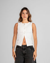 Tank Shirt Botones Blanca
