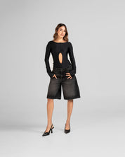 Bodysuit Hustler Negro Abertura