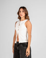 Tank Shirt Botones Blanca