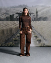 Jean Acid Wash Cafe Mujer