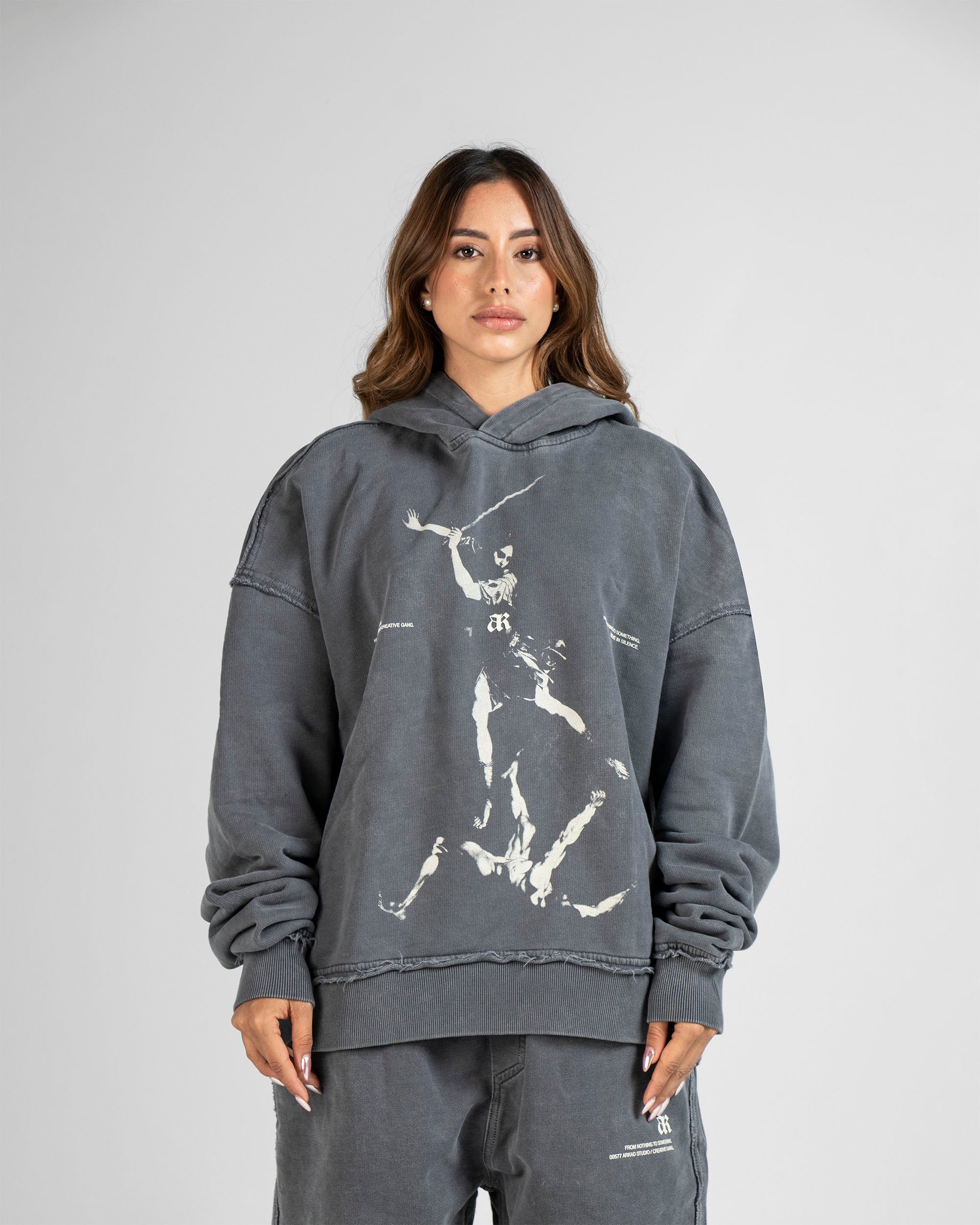 Hoodie Boxy Fit Gris Hustler