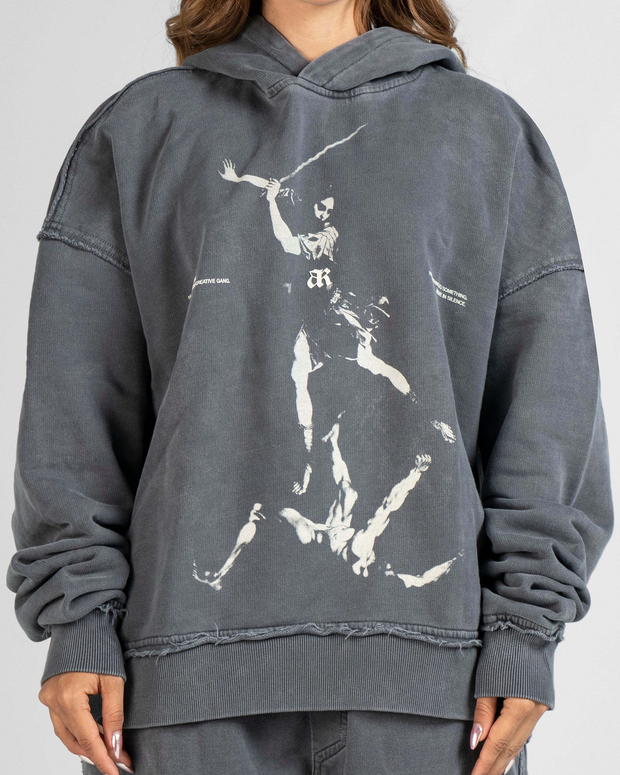 Hoodie Boxy Fit Gris Hustler