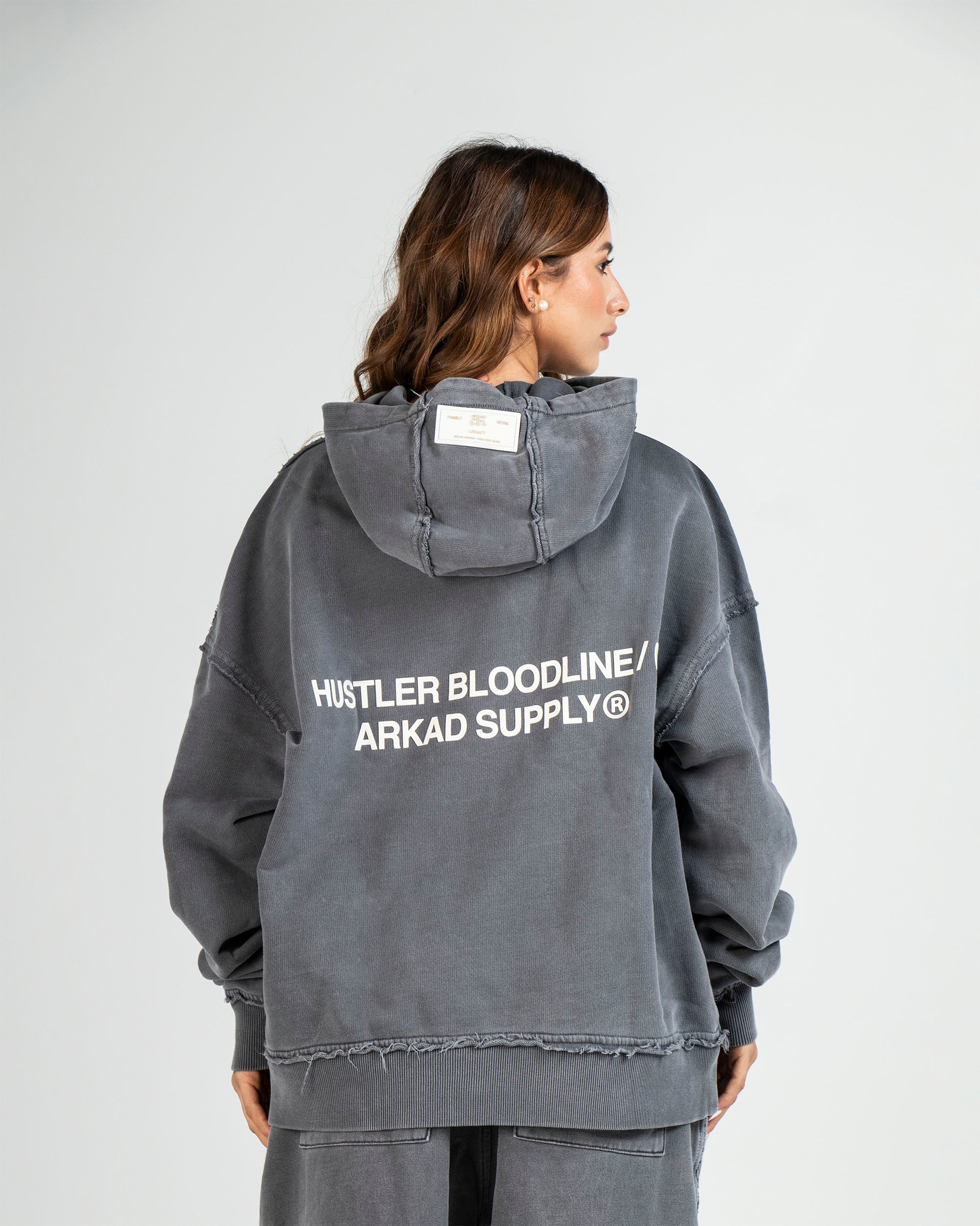 Hoodie Boxy Fit Gris Hustler