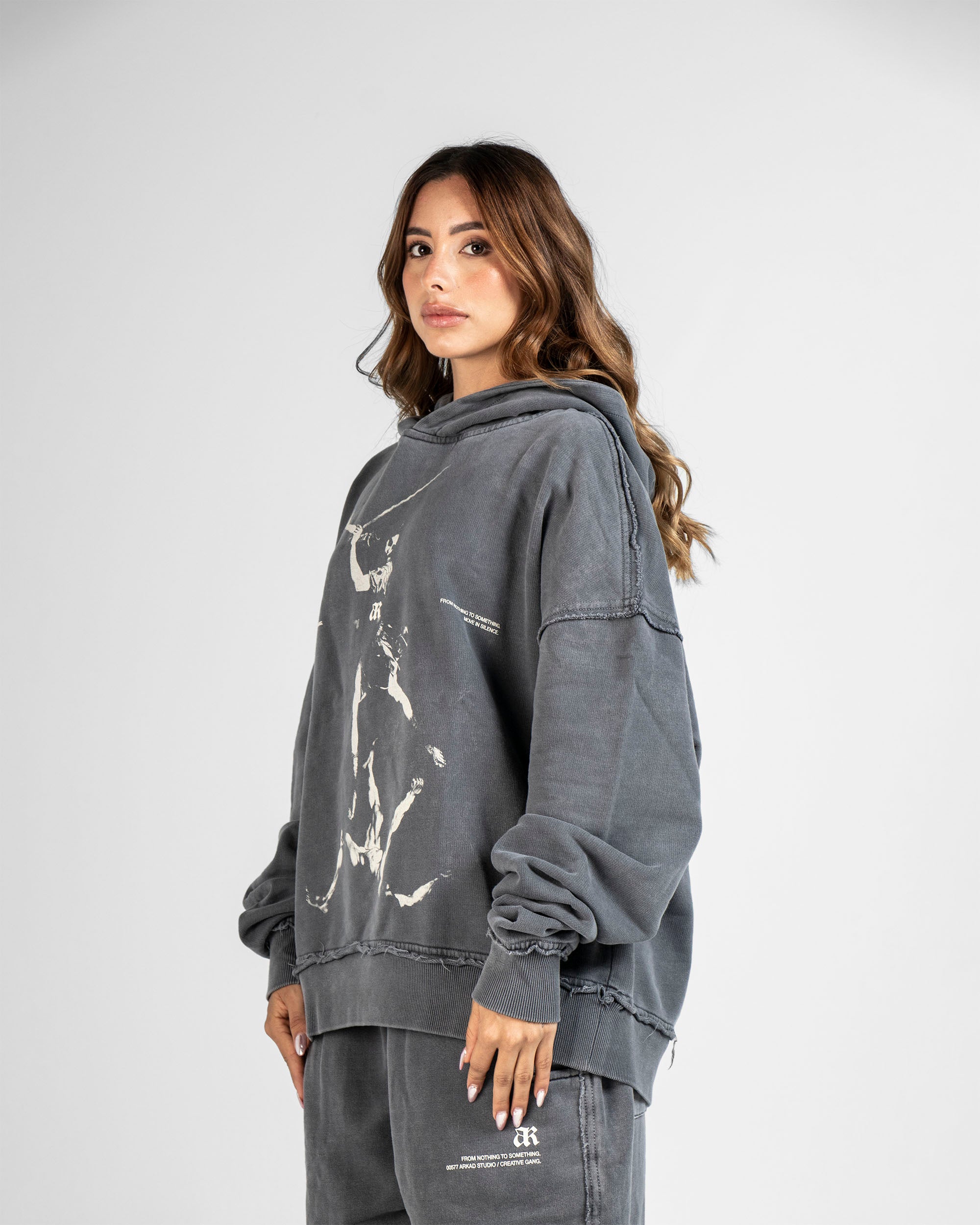 Hoodie Boxy Fit Gris Hustler