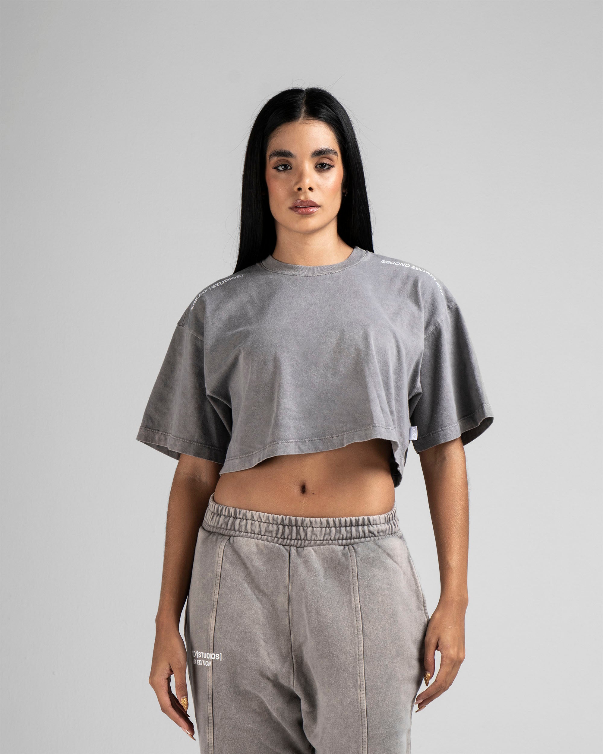 Crop Shirt Washed Gris Arkad Studios
