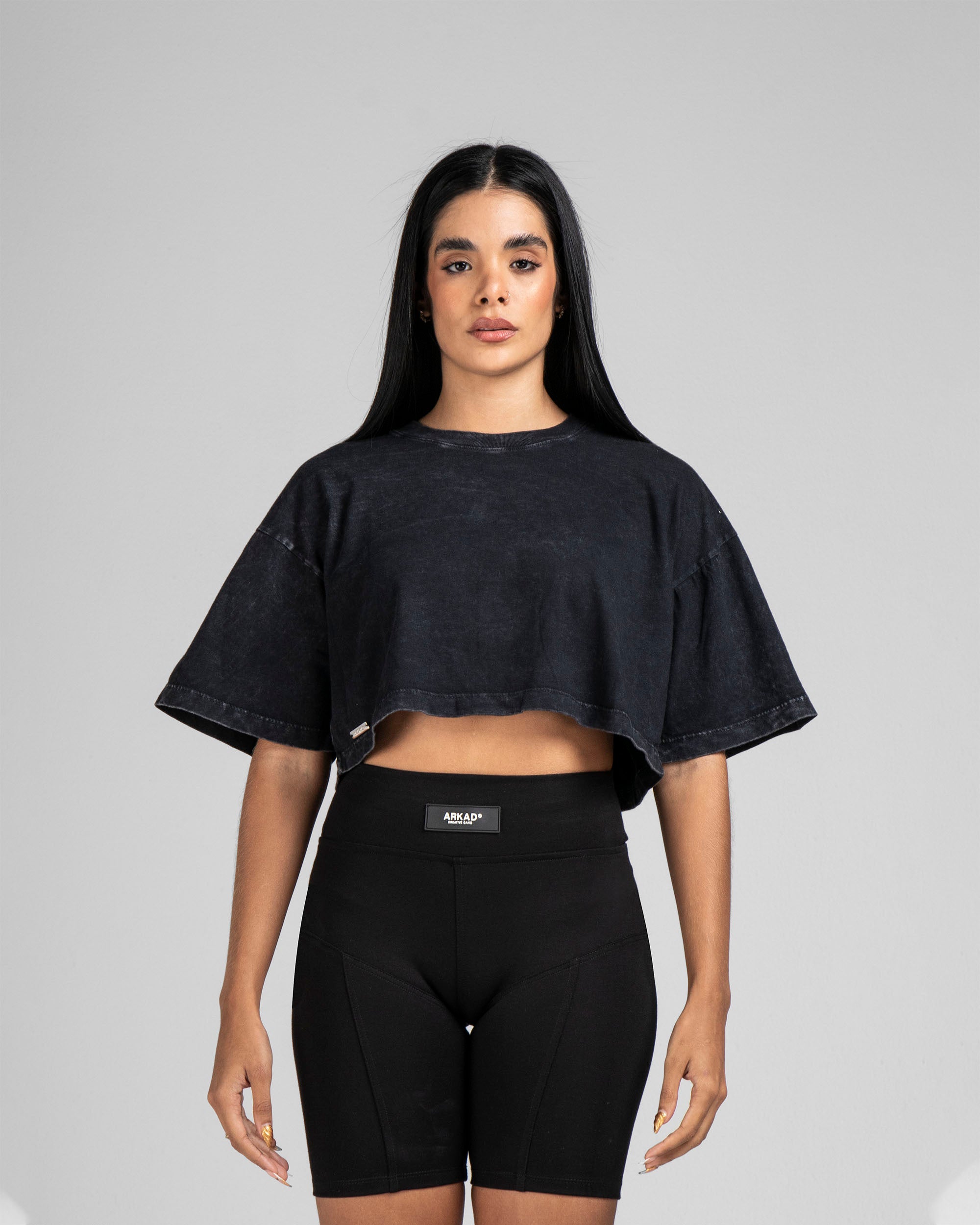 Crop Shirt Washed Negro