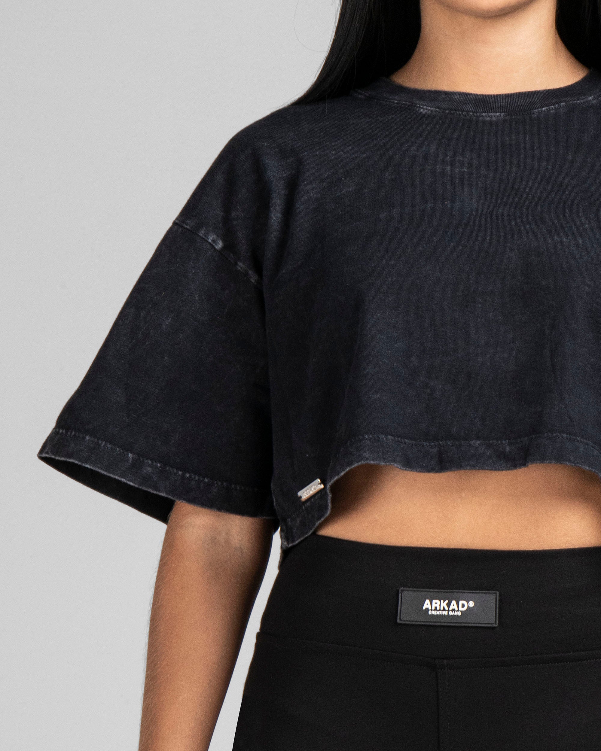 Crop Shirt Washed Negro