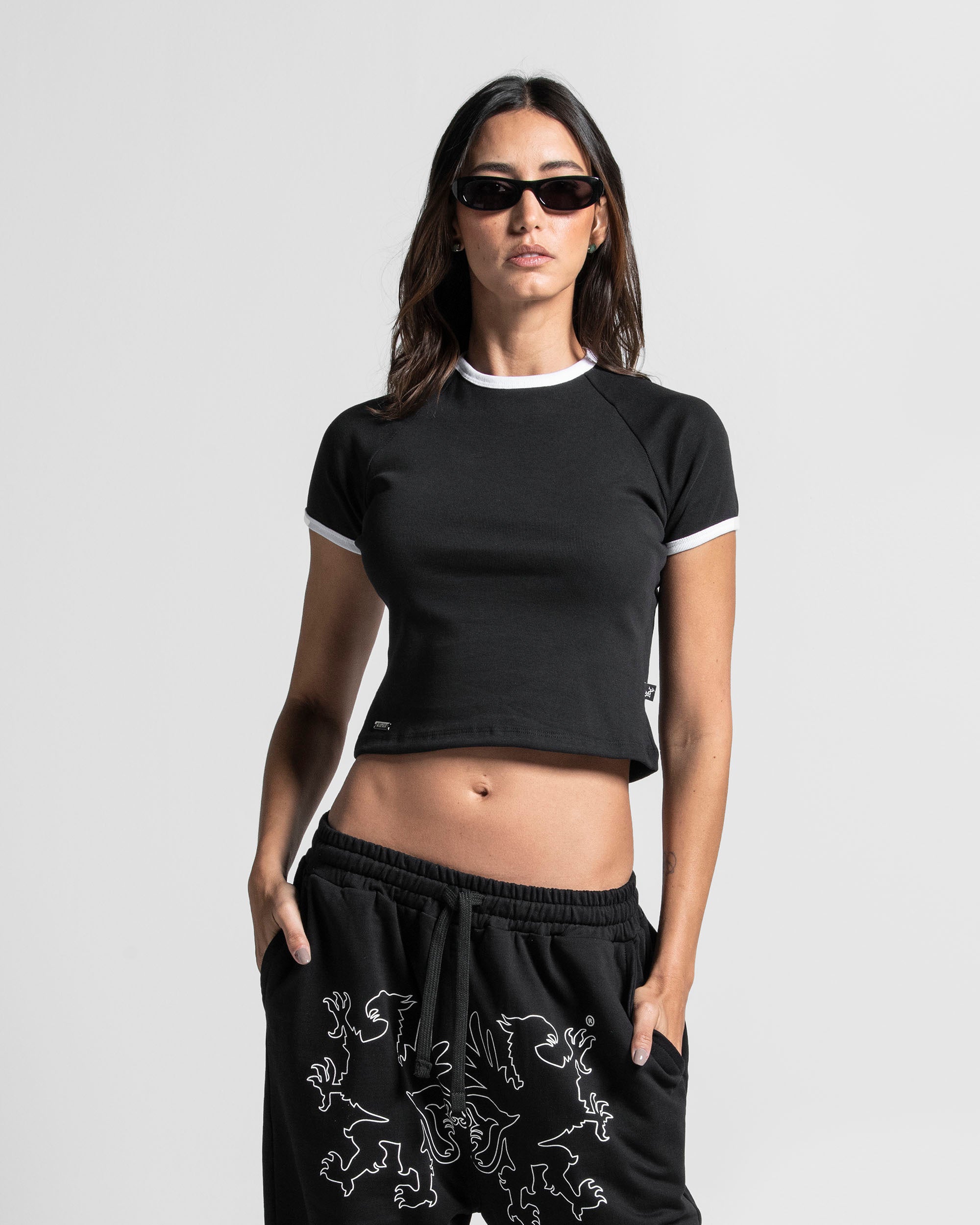 Ribbed Baby Tee Negra
