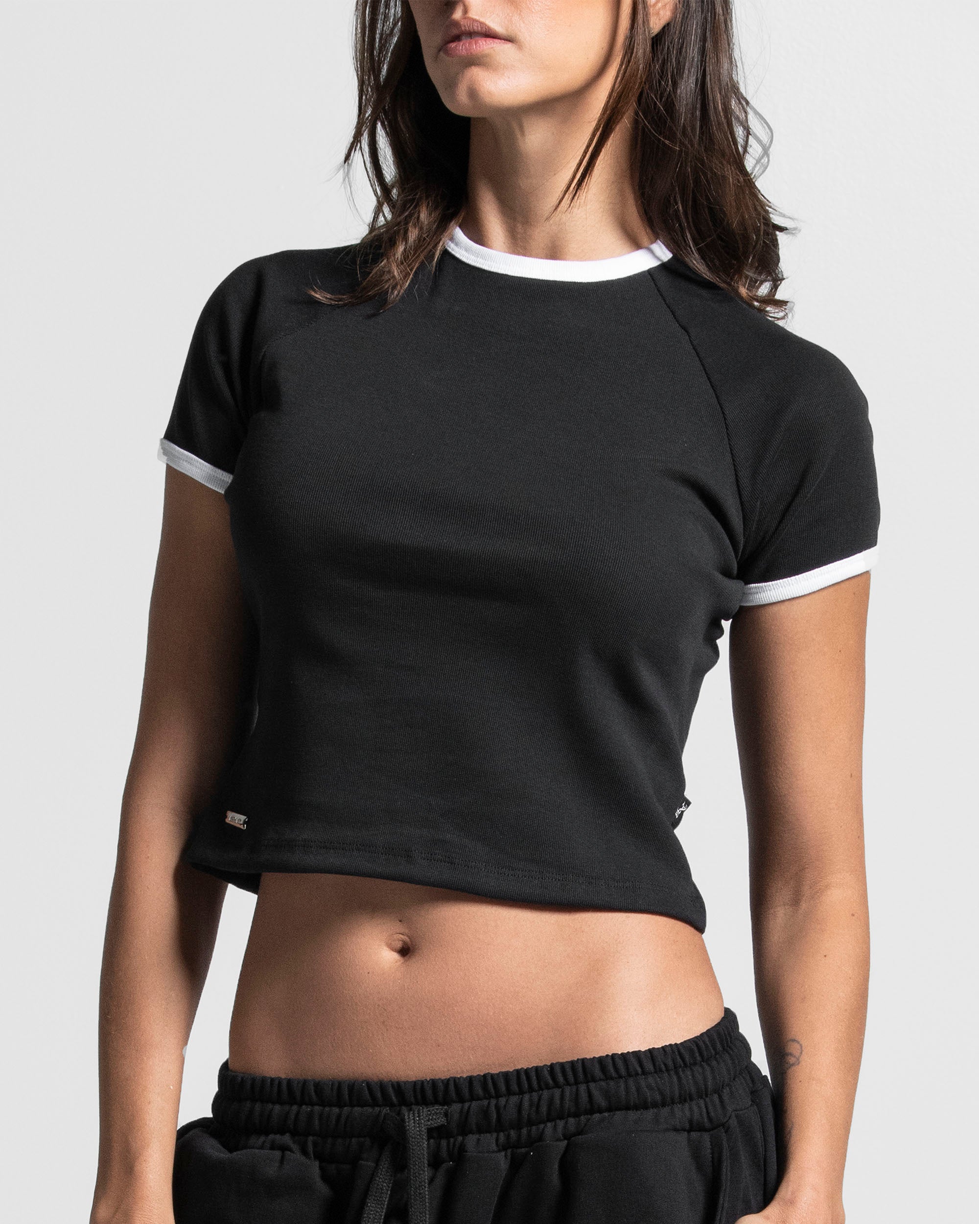 Ribbed Baby Tee Negra